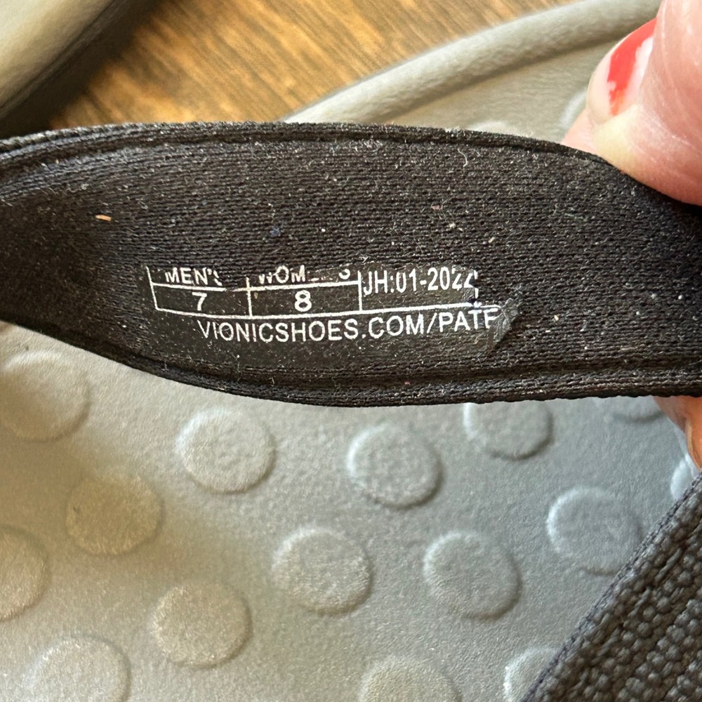 Vionic Women 8 Men 7 Black Grey Orthotic Thong Sandals Flip Flops JH-01-2022 - Picture 6 of 7